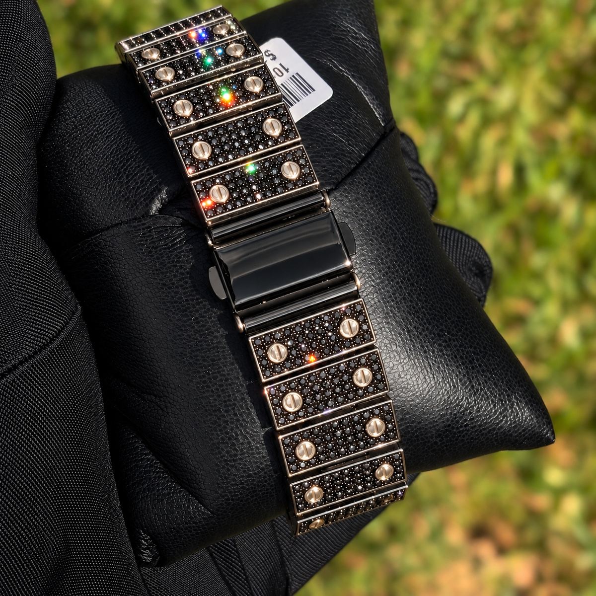 41mm Iced Out Square Thorn Watch Black/White Gold — view 5