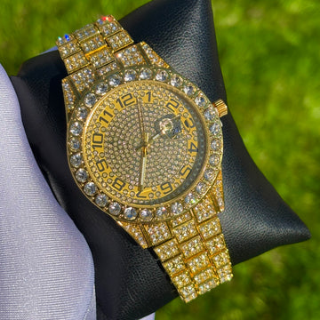 38mm Iced Out Gold Prezzy Watch
