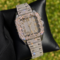 41mm Iced Out Square Thorn Watch White Gold/Gold