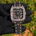 41mm Iced Out Square Thorn Watch Black/White Gold