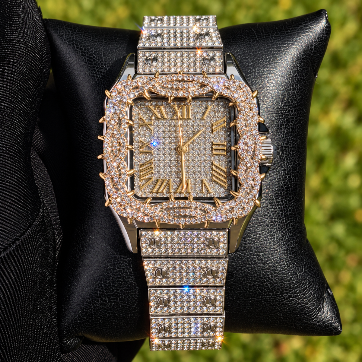 41mm Iced Out Square Thorn Watch White Gold/Gold — view 6