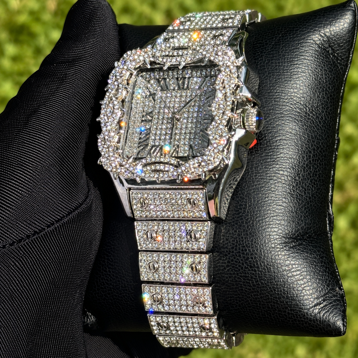 41mm Iced Out Square Thorn Watch White Gold — view 5