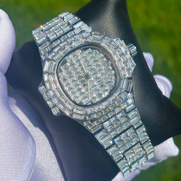 42mm Iced Out White Gold Baguette Watch LIMITED EDITION