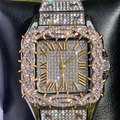 41mm Iced Out Square Thorn Watch White Gold/Gold