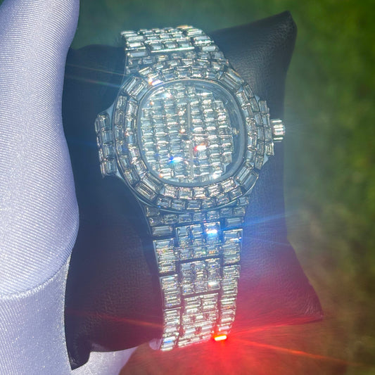 42mm Iced Out White Gold Baguette Watch LIMITED EDITION