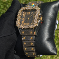 41mm Iced Out Square Thorn Watch Black/Gold