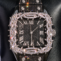 41mm Iced Out Square Thorn Watch Black/White Gold