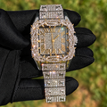 41mm Iced Out Square Thorn Watch White Gold/Gold