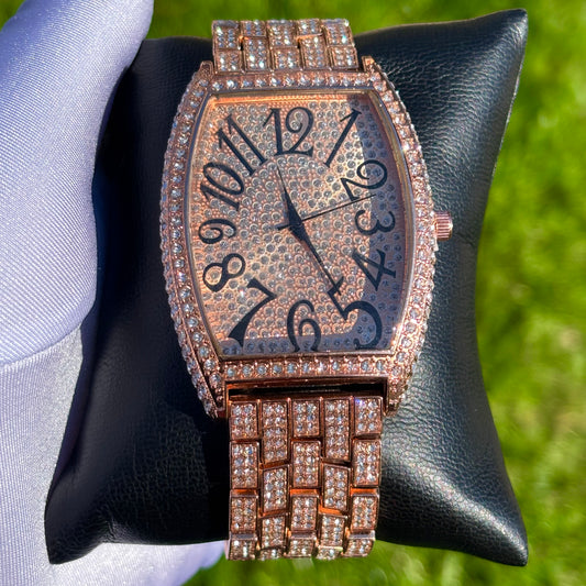 42mm Iced Out Rose Gold Royal Watch