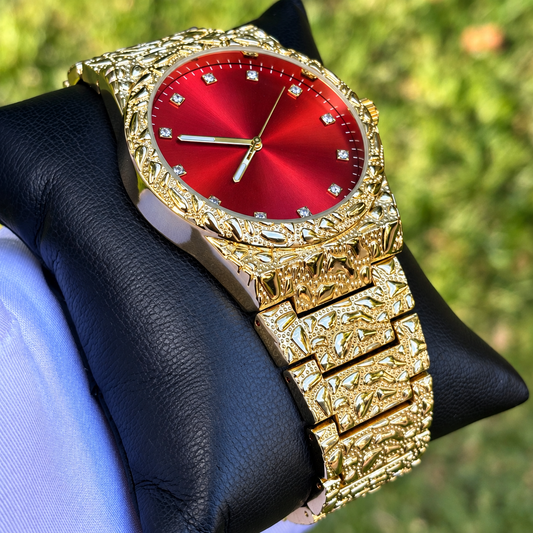 Gold Nugget Watch Red Dial 43mm