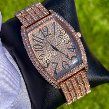 42mm Iced Out Rose Gold Royal Watch