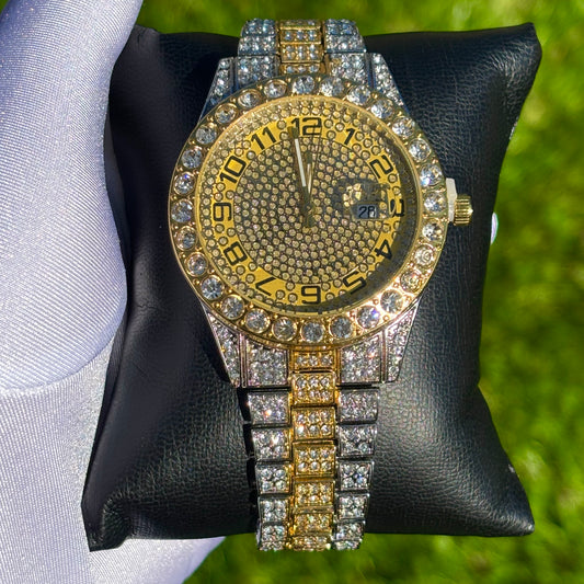 38mm Iced Out Two-Tone Prezzy Watch