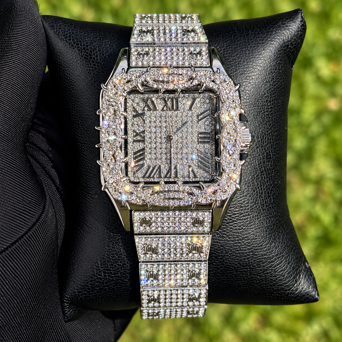 41mm Iced Out Square Thorn Watch White Gold — view 4