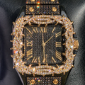 41mm Iced Out Square Thorn Watch Black/Gold