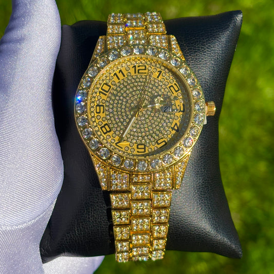 38mm Iced Out Gold Prezzy Watch