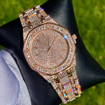 39mm Iced Out Rose Gold Baller Watch
