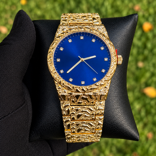 Gold Nugget Watch Blue Dial 43mm