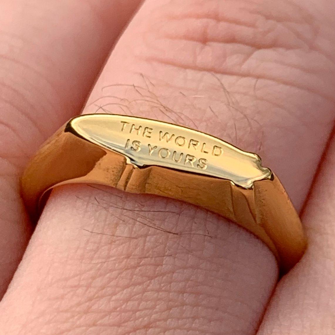 Scarface Rings Scarface Blimp Ring The World Is Yours Gold