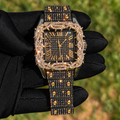 41mm Iced Out Square Thorn Watch Black/Gold