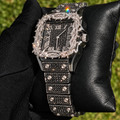 41mm Iced Out Square Thorn Watch Black/White Gold