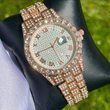38mm Iced Out Rose Gold Prezzy Watch