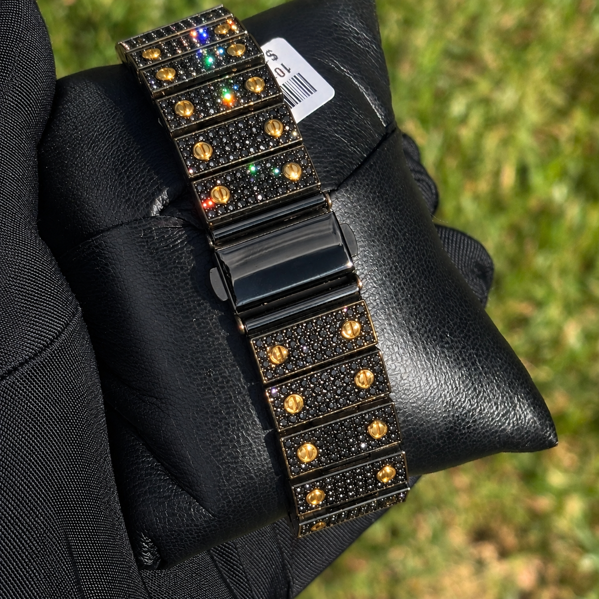 41mm Iced Out Square Thorn Watch Black/Gold — view 5