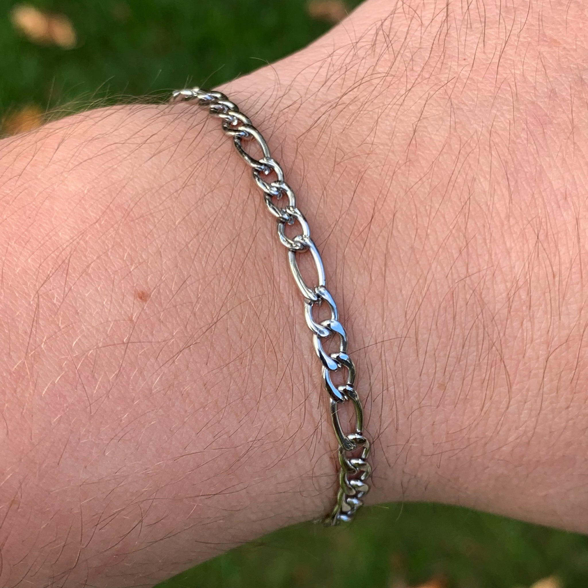 Silver Figaro Bracelet 3mm