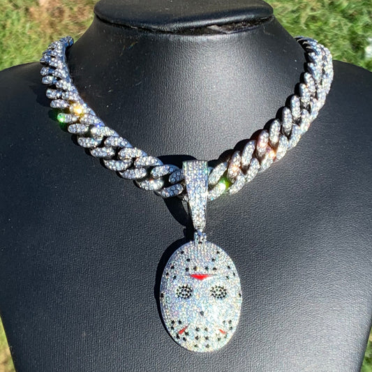 Jason Hockey Mask Pendant & Cuban Link Chain Bundle