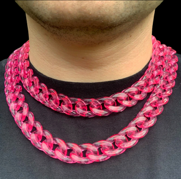 Pink Acrylic Cuban Link Chain