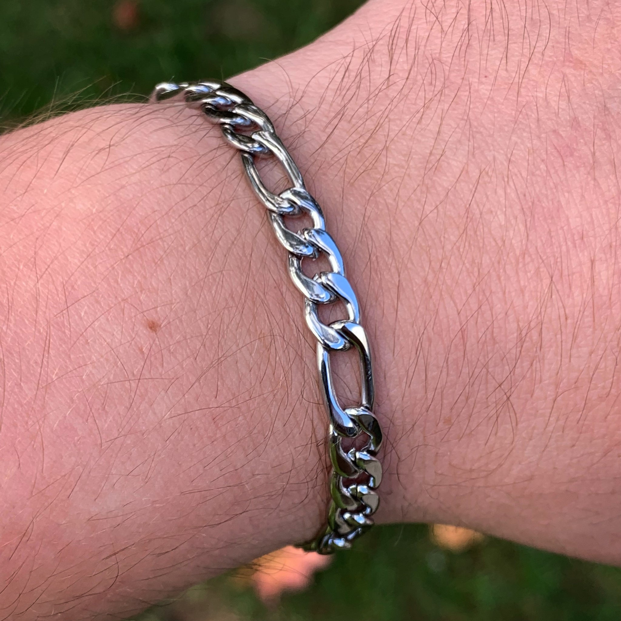 Silver Figaro Bracelet 6mm