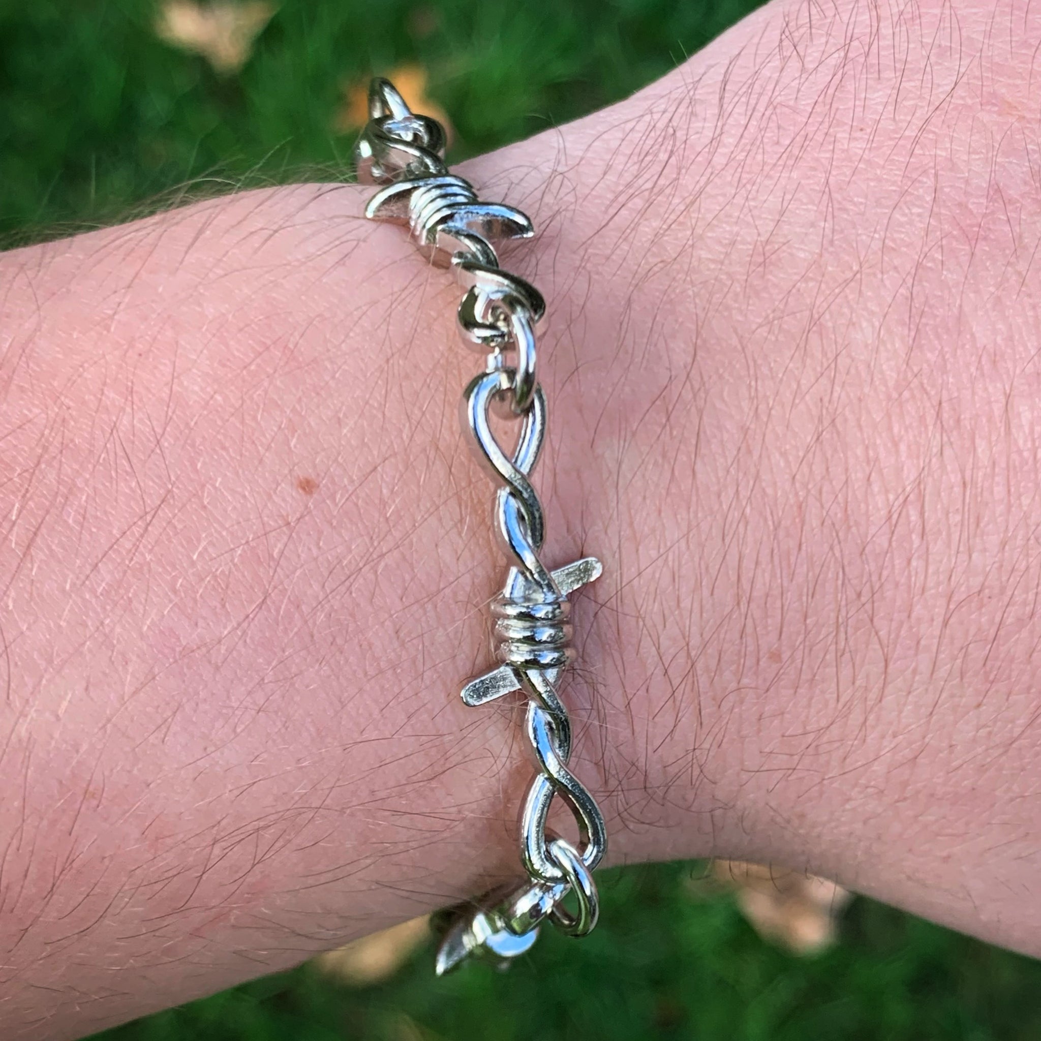 Silver Barbed Wire Bracelet